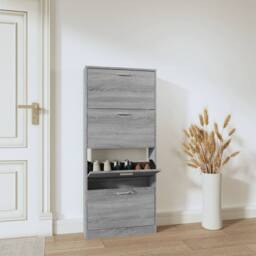 Berkfield Home Shoe Cabinet Grey Sonoma 59x17x150 cm Engineered Wood - Size: 59 x 17 x 150 cm - thumbnail 2