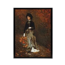 "Artery8 Autumn Woman Portrait Winslow Homer Framed Canvas Wall Art Print in White - Size: W18"" x H24""" - thumbnail 1