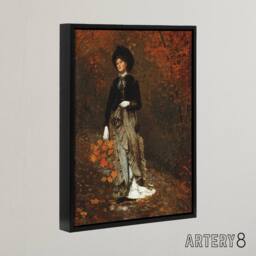 "Artery8 Autumn Woman Portrait Winslow Homer Framed Canvas Wall Art Print in White - Size: W18"" x H24""" - thumbnail 2