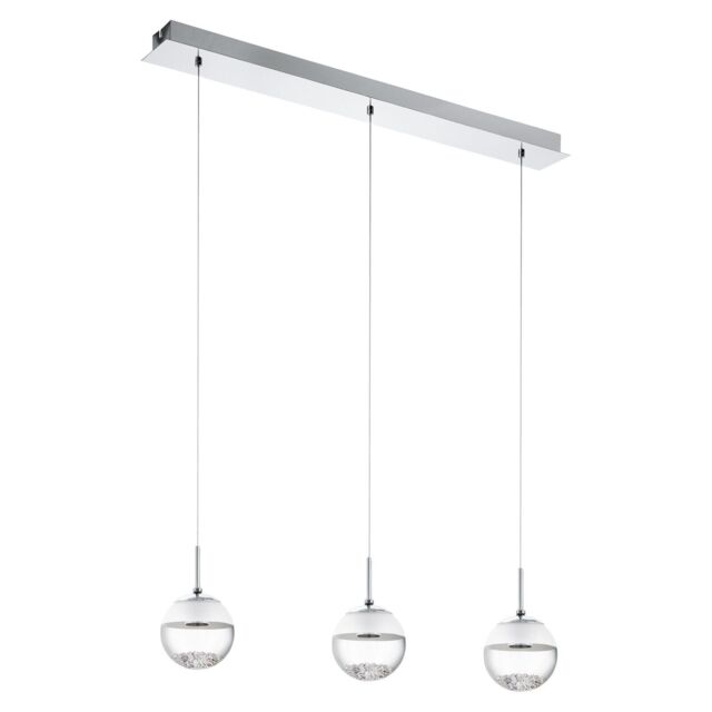 Loops Pendant Light Colour Chrome Shade White Clear Glass Crystal Bulb LED 3x5W - image 1