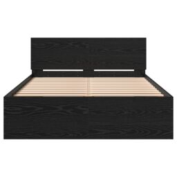 Berkfield Home Bed Frame with Headboard Black Oak 120 x 190 cm Wood - thumbnail 6
