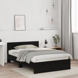 Berkfield Home Bed Frame with Headboard Black Oak 120 x 190 cm Wood - thumbnail 5