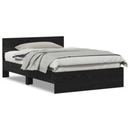 Berkfield Home Bed Frame with Headboard Black Oak 120 x 190 cm Wood - thumbnail 4