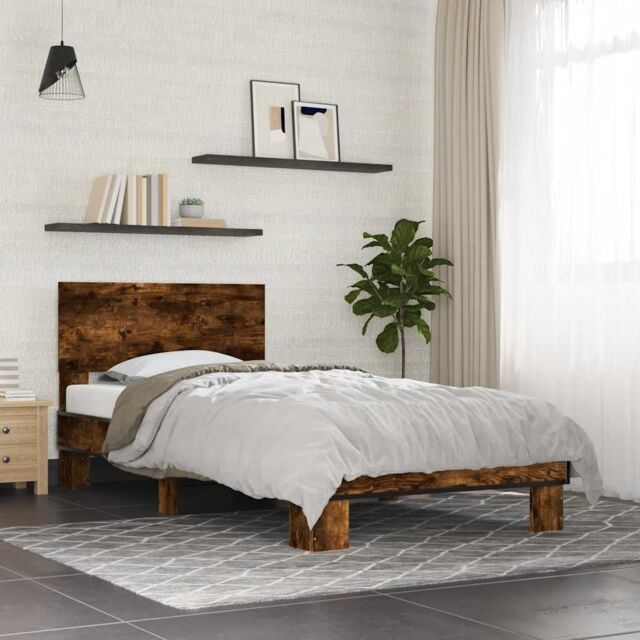 Berkfield Home Bed Frame without Mattress Smoked Oak 90x200 cm in Brown - image 1