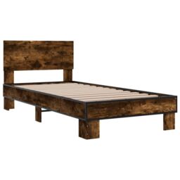 Berkfield Home Bed Frame without Mattress Smoked Oak 90x200 cm in Brown - thumbnail 3