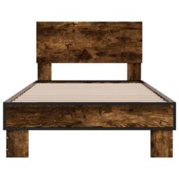 Berkfield Home Bed Frame without Mattress Smoked Oak 90x200 cm in Brown - thumbnail 4
