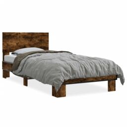 Berkfield Home Bed Frame without Mattress Smoked Oak 90x200 cm in Brown - thumbnail 2