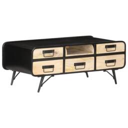 Berkfield Home Coffee Table 100x50x40 cm Solid Mango Wood in Black - Size: 100 x 50 x 40 cm - thumbnail 9