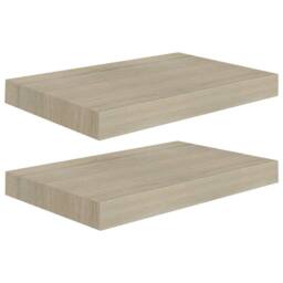 Berkfield Home Durable Floating Wall Shelves 2 pcs Oak 40x23x3.8 cm MDF in Light Brown - thumbnail 3