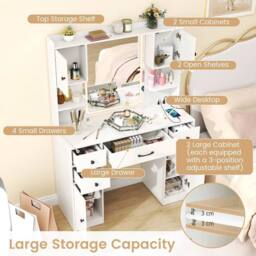 Costway Makeup Vanity Desk Dressing Table w/Charging Station& Mirror in White - thumbnail 5