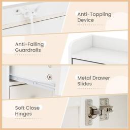 Costway Makeup Vanity Desk Dressing Table w/Charging Station& Mirror in White - thumbnail 7