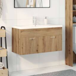 Berkfield Home Sink Cabinet with Built-in Basin Artisan Oak Engineered Wood in Brown - thumbnail 1
