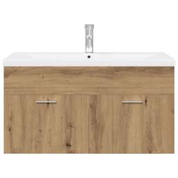 Berkfield Home Sink Cabinet with Built-in Basin Artisan Oak Engineered Wood in Brown - thumbnail 6