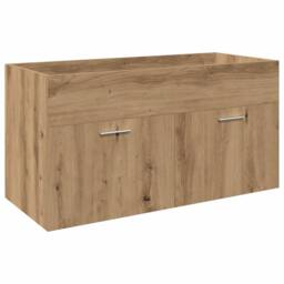 Berkfield Home Sink Cabinet with Built-in Basin Artisan Oak Engineered Wood in Brown - thumbnail 4