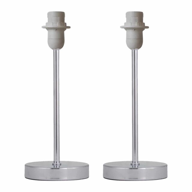 First Choice Lighting Set of 2 Chrome Stick Table Lamps Base Only in Silver - image 1