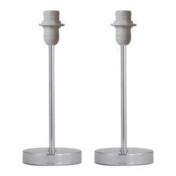 First Choice Lighting Set of 2 Chrome Stick Table Lamps Base Only in Silver