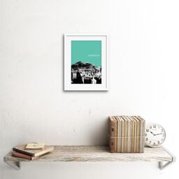 "Artery8 Wall Art Print Arthurs Seat Edinburgh Scotland Scottish Landmark Teal Framed Art in White - Size: W7"" x H9""" - thumbnail 2