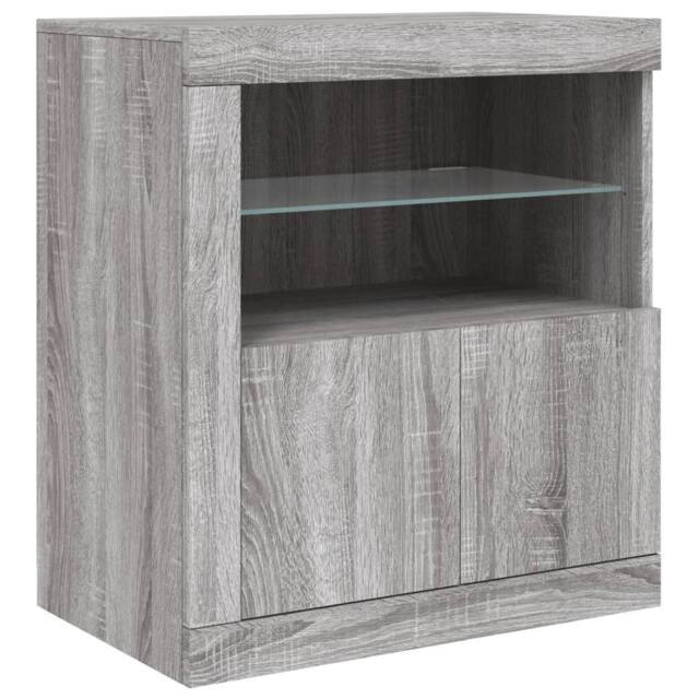 Berkfield Home Sideboard with LED Lights Grey Sonoma 60.5x37x67 cm - image 1