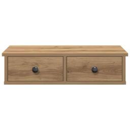 Berkfield Home Wall Shelf with Drawers Artisian Oak 60x25x15 cm Engineered Wood in Brown - Size: 60 x 25 x 15 cm - thumbnail 4