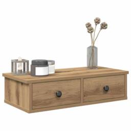 Berkfield Home Wall Shelf with Drawers Artisian Oak 60x25x15 cm Engineered Wood in Brown - Size: 60 x 25 x 15 cm - thumbnail 2