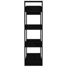 Berkfield Home Book Cabinet/Room Divider Black 80x35x125 cm Solid Wood Pine - Size: 80 x 35 x 125 cm - thumbnail 6
