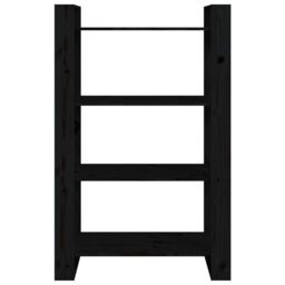 Berkfield Home Book Cabinet/Room Divider Black 80x35x125 cm Solid Wood Pine - Size: 80 x 35 x 125 cm - thumbnail 5