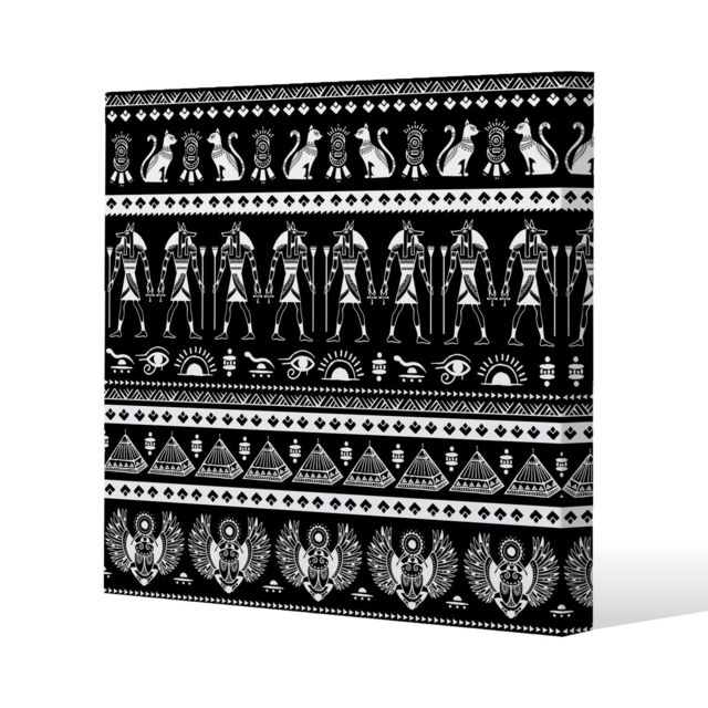Benjamin Tate Design Heiroglyphs on Black (Canvas Print) / 90 x 90 x 4cm in Natural - Size: 90 x 90 x 4 cm - image 1