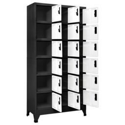 Berkfield Home Locker Cabinet Anthracite & White 90x40x180 cm Steel in Black - Size: 90 x 40 x 180 cm - thumbnail 3