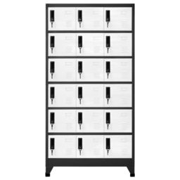 Berkfield Home Locker Cabinet Anthracite & White 90x40x180 cm Steel in Black - Size: 90 x 40 x 180 cm - thumbnail 2