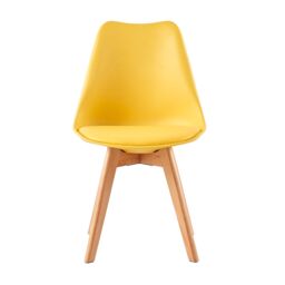 MCC Direct Single Dining Chair with Wooden Legs & Padded Cushion - Eva in Yellow - thumbnail 2
