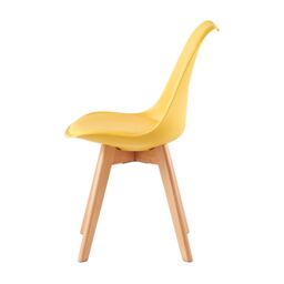 MCC Direct Single Dining Chair with Wooden Legs & Padded Cushion - Eva in Yellow - thumbnail 4