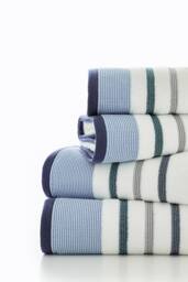 Deyongs Portland Stripe Supersoft Cotton Towel in Blue - thumbnail 2