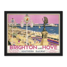 "Artery8 Wall Art Print Brighton Hove Sussex Beach Resort Travel Large Framed Wall Décor Art in Light Oak - Size: W18"" x H24""" - thumbnail 1