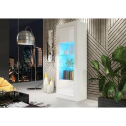 Creative Furniture Illume Display Cabinet 170cm - White with Gloss Doors & LED Lights - thumbnail 6