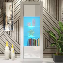 Creative Furniture Illume Display Cabinet 170cm - White with Gloss Doors & LED Lights