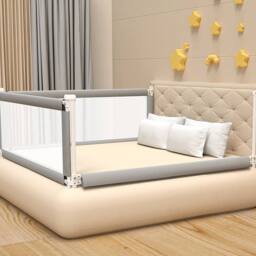 Ventryn 1.8m Grey Folding Bed Rail Child Safety Guard Toddler Protection - thumbnail 1