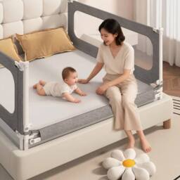 Ventryn 1.8m Grey Folding Bed Rail Child Safety Guard Toddler Protection - thumbnail 4