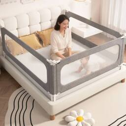Ventryn 1.8m Grey Folding Bed Rail Child Safety Guard Toddler Protection - thumbnail 5