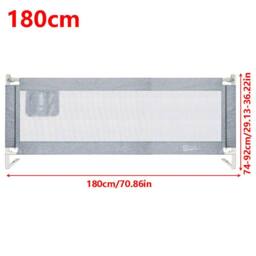 Ventryn 1.8m Grey Folding Bed Rail Child Safety Guard Toddler Protection - thumbnail 2