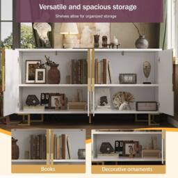 Matteo Elegant White Sideboard - Geometric Design, Gold Accents - thumbnail 6