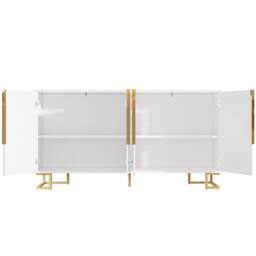 Matteo Elegant White Sideboard - Geometric Design, Gold Accents - thumbnail 8