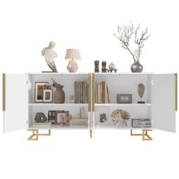Matteo Elegant White Sideboard - Geometric Design, Gold Accents - thumbnail 9
