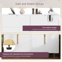 Matteo Elegant White Sideboard - Geometric Design, Gold Accents - thumbnail 5