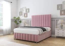 "Sloomy California Plush Divan Base No Drawers-54"" Headboard-12"" Footboard in Pink - Size: Super King" - thumbnail 3