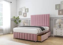 "Sloomy California Plush Divan Base No Drawers-54"" Headboard-12"" Footboard in Pink - Size: Super King" - thumbnail 4