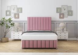"Sloomy California Plush Divan Base No Drawers-54"" Headboard-12"" Footboard in Pink - Size: Super King" - thumbnail 2