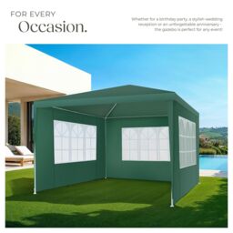 tectake Gazebo Barinas with 3 side panels, water-resistant, 3x3m in Green - Size: Large - thumbnail 7