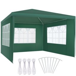 tectake Gazebo Barinas with 3 side panels, water-resistant, 3x3m in Green - Size: Large - thumbnail 1