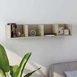 Berkfield Home CD Wall Shelf Sonoma Oak 100x18x18 cm Engineered Wood in Beige - Size: 100 x 18 x 18 cm
