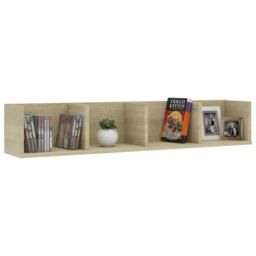 Berkfield Home CD Wall Shelf Sonoma Oak 100x18x18 cm Engineered Wood in Beige - Size: 100 x 18 x 18 cm - thumbnail 3